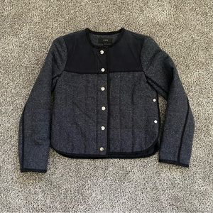 J.Crew Women's Black/Gray/Navy Cropped Quilted Herringbone Jacket Size 0